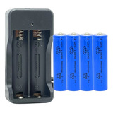 Carregador + 4 Bateria 18650 3.7v