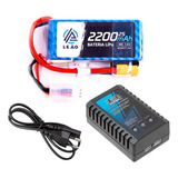 Carregador Balanceador + Bateria Lipo 2200mah 2s 7.4v 30c 