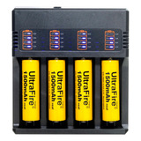 Carregador Bateria 18650 + 4 Bat 18650 3,7 Recarregável