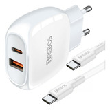 Carregador Celular Turbo Pd 38w Duplo Usb C Com Cabo Tipo C