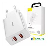 Carregador Duplo Usb Turbo Rápido 18w Baseus Pd Qc Fast