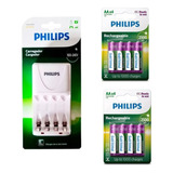 Carregador Philips Com 8 Pilha Recarregável