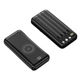 Carregador Power Bank Indução Sem Fio Portátil 04 Cabos Tipo Indução Cor Preto