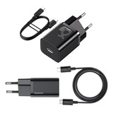 Carregador Rápido Baseus Usb-c Qc Pd 3.0 25w + Cabo Usb-c 1m