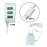Carregador Tipo C De Celular Rápido Com 3 Entrada Para Usb