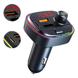 Carregador Transmissor Veicular C/ Mp3 Player Bluetooth Rgb