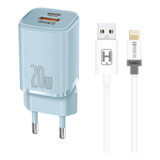 Carregador Turbo 20w Entrada Usb-c/usb+cabo Tipo-c/lightning Cor Verde
