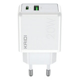 Carregador Turbo Kaidi 2 Entradas Usb Tipo C Potência 20w Kd-670