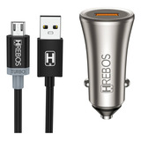 Carregador Turbo Veicular Carro Usb C/cabo Micro Usb V8 3.0a