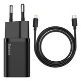 Carregador Turbo iPhone 6/7/8/x/11/12 20w Usb-c Baseus Com Cabo Cor Preto