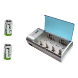 Carregador Universal Com 02 Pilhas C 2900mah C/2