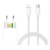 Carregador Usb-c Para iPhone 8 X Xr Xsmax 11 12 13 20w Turbo Cor Branco