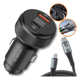 Carregador Veicular 60w Tipo C Turbo Compatível Iphone15 Nfe