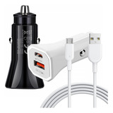 Carregador Veicular Turbo 2 Usb Tipo C + Cabo Micro-usb V8