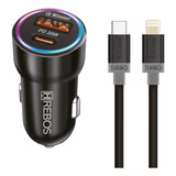 Carregador Veicular Usb + Tipo C 20w Turbo + Cabo P/ iPhone