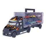 Carreta Com 6 Carrinhos De Metal 36 Cm - Braskit