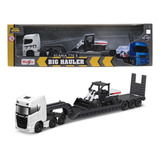 Carreta Plataforma Scania 770 S & Bobcat Escavadeira Maisto Cor Branco