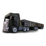 Carreta Bitrem Scania Bau de Madeira Brinquedo Cocacola 7 Eixo 1,25m