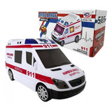 Carrinho Ambulância Brinquedo Bate Volta Luz Som Van Samu