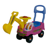 Carrinho Andador Infantil Escavadeira Rosa Toy