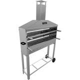 Carrinho Assar Espetinhos Churrasco Com Coifa Inox 2 Grelhas