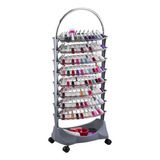 Carrinho Auxiliar Manicure Porta 176 Esmaltes Expositor Smaltbell Cromado Dompel Cinza 8 Bandejas Com Rodinhas
