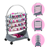 Carrinho Auxiliar Manicure Porta 88 Esmaltes Expositor Smaltbell Dompel Cinza