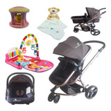 Carrinho Bebê 3x1 C/ Bêbê Conforto +acessórios E Tapete Rosa
