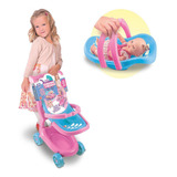 Carrinho Boneca Bebe Passeio 47cm Conforto 2x1 Menina Grande