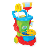 Carrinho Brinquedo Infantil Limpeza Vassourinha Balde Pá