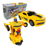 Carrinho Camaro Transformers Vira Robô Luz