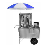 Carrinho Churrasco Grego Inox Com 1 Torre E 3 Queimadores