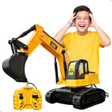 Carrinho Controle Com Fio Trator Escavadeira Move Pá Anda