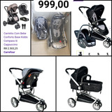 Carrinho De Bebê 3 Rodas Kiddo Compass Ii Preto 