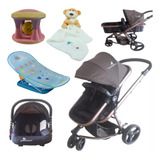 Carrinho De Bebê 3x1 Bronze + Acessórios Chocalho E Banheira