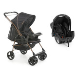 Carrinho De Bebê Milano + Bebê Conforto Grid Preto Galzerano