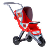 Carrinho De Boneca Vermelho Com Alça E 03 Rodas Passeio Bebê