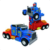Carrinho De Brinquedo Caminhão Robô Som E Luz Bate Bate Cor Azul Personagem Optimus