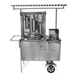 Carrinho De Churrasco Grego Inox Com 1 Torre 3 Queimadores