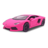 Carrinho De Ferro Miniatura Lamborghini Aventador Rosa 1/38