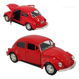 Carrinho De Ferro Volkswagen Fusca 12cm Abre Capô Porta Rmz