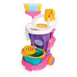 Carrinho De Limpeza Rosa Brinquedo Infantil Maral