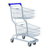 Carrinho De Supermercado Aramado Duplo 90 Lts