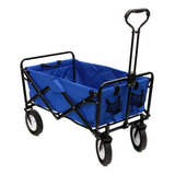 Carrinho De Transporte Dobrável Wagon Azul Suporta 80kg Ntk