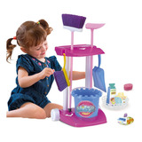 Carrinho Kit Limpeza Brinquedo Infantil Mop Vassoura Rodo Pá