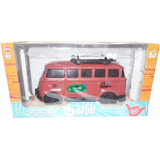Carrinho Kombi Vermelha Praia Com Prancha