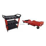 Carrinho Mecânico Detailers + Carro Esteira P/ Mecânico Sgt