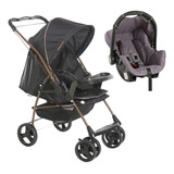 Carrinho Milano Rev Ii Preto Cobre E Bebê Conforto Galzerano