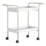 Carrinho Para Café Chá Industrial Metal Madeira Branco