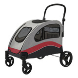 Carrinho Passeio Pet Cães Gatos Grande Porte Até 60kg Pc406 Cor Cinza-vermelho